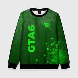 Свитшот детский GTA6 - green gradient вертикально, цвет: 3D-черный