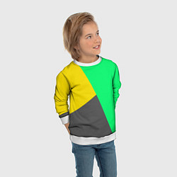 Свитшот детский Жёлто-серо-зелёный трёхцветный, цвет: 3D-белый — фото 2