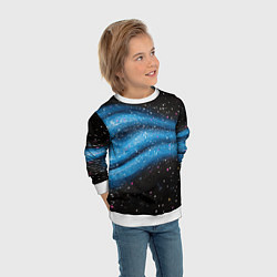 Свитшот детский Синяя абстрактная текстура на черном, цвет: 3D-белый — фото 2