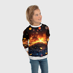 Свитшот детский Оранжевое боке на черном, цвет: 3D-белый — фото 2