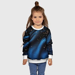 Свитшот детский Синяя волнистая текстура на черном, цвет: 3D-белый — фото 2