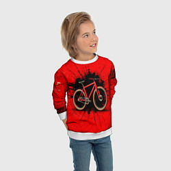 Свитшот детский Трековый велосипед на красном, цвет: 3D-белый — фото 2