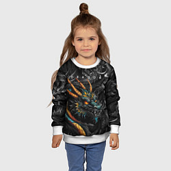 Свитшот детский Японский дракон татуировка, цвет: 3D-белый — фото 2