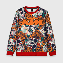 Свитшот детский Оранжевые черепа КТМ, цвет: 3D-красный