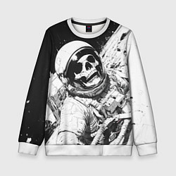 Детский свитшот Скелет в космосе черно-белый