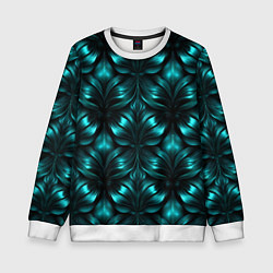 Свитшот детский Зеленые узоры из абстрактных листьев - блестящий п, цвет: 3D-белый