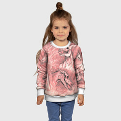 Свитшот детский Черепа лошадей - эскиз, цвет: 3D-белый — фото 2