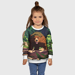 Свитшот детский Бурый медведь в лесу, цвет: 3D-белый — фото 2