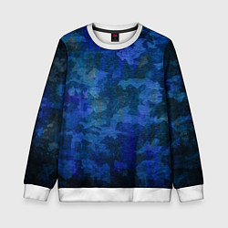 Свитшот детский Абстракция - blue uniform camouflage, цвет: 3D-белый