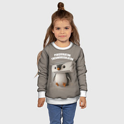Свитшот детский Пингвинатор Терморегулатор - brainrot animals meme, цвет: 3D-белый — фото 2