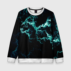Свитшот детский Lightning light blue glow, цвет: 3D-белый