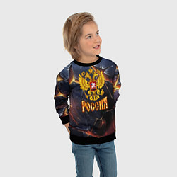 Свитшот детский Золотой герб России и текстура с плитами, цвет: 3D-черный — фото 2