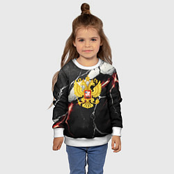 Свитшот детский Герб России на объемной черной текстуре, цвет: 3D-белый — фото 2