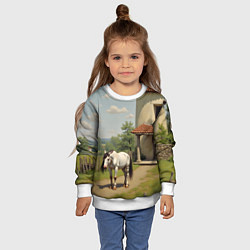 Свитшот детский Старый домик и лошадь, цвет: 3D-белый — фото 2