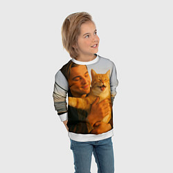 Свитшот детский Мужчина с котом на яхте, цвет: 3D-белый — фото 2