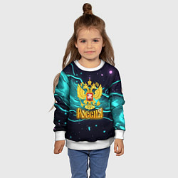 Свитшот детский Россия - березовая абстракция, цвет: 3D-белый — фото 2