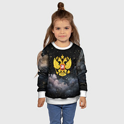 Свитшот детский Герб России на черном небе, цвет: 3D-белый — фото 2
