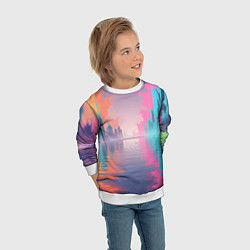 Свитшот детский Город в розовом тумане, цвет: 3D-белый — фото 2