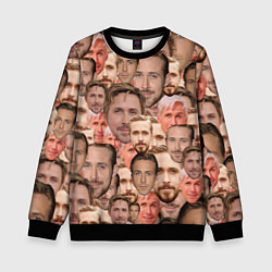 Свитшот детский Лица Райана Гослинга, цвет: 3D-черный