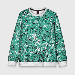 Свитшот детский Бирюзовый с чёрно-белыми пятнами, цвет: 3D-белый