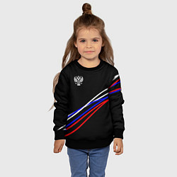 Свитшот детский Герб и полосы цветов флага на чёрном, цвет: 3D-черный — фото 2