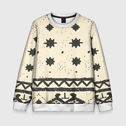 Свитшот детский Африканские примитивные узоры, цвет: 3D-белый