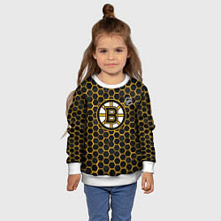 Свитшот детский Бостон Брюинз - черные соты, цвет: 3D-белый — фото 2