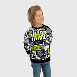 Свитшот детский Паттерн с надписями хасл, цвет: 3D-черный — фото 2