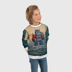 Свитшот детский Гиппоптимус Прайм - бегемот трансформер, цвет: 3D-белый — фото 2