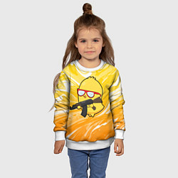 Свитшот детский Курица и автомат, цвет: 3D-белый — фото 2
