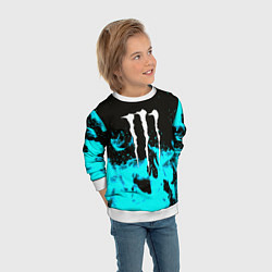 Свитшот детский Monster energy голубой огонь, цвет: 3D-белый — фото 2