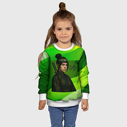 Свитшот детский Билли Айлиш в стиле ниндзи, цвет: 3D-белый — фото 2