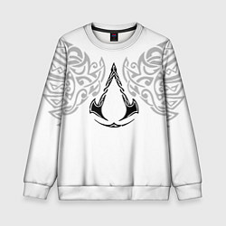 Свитшот детский Ассасин Крид - узор ворон, цвет: 3D-белый