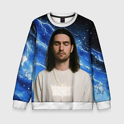 Свитшот детский Bones глаза закрыты, цвет: 3D-белый