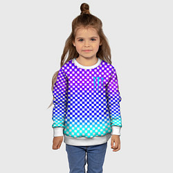 Свитшот детский Monster шахматная клетка градиент, цвет: 3D-белый — фото 2