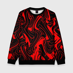 Свитшот детский Чёрный с красным искажённая абстракция, цвет: 3D-черный