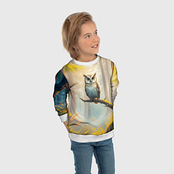 Свитшот детский Сова в мрачном лесу, цвет: 3D-белый — фото 2