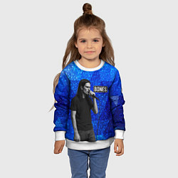 Свитшот детский Bones стоит с микрофоном, цвет: 3D-белый — фото 2