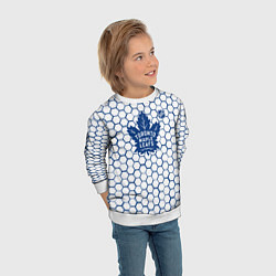 Свитшот детский Торонто Мейпл Лифс - белые соты, цвет: 3D-белый — фото 2