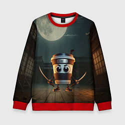 Свитшот детский Капучино Ассассино мем, цвет: 3D-красный