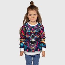 Свитшот детский Colorful cyber skull - pattern, цвет: 3D-белый — фото 2