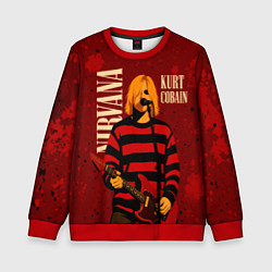Свитшот детский Нирвана, гранж из 90-х, цвет: 3D-красный