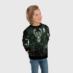 Свитшот детский Милуоки Бакс - баскетбол, цвет: 3D-черный — фото 2