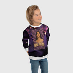 Свитшот детский Lana Del Rey в фиолетовых облаках, цвет: 3D-белый — фото 2