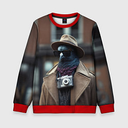 Детский свитшот Голубь шпион с ретро фотокамерой