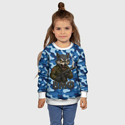 Свитшот детский Волк стреляет из автомата ВМФ, цвет: 3D-белый — фото 2