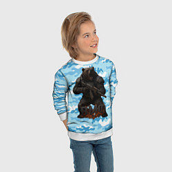 Свитшот детский ВМФ злой медведь с автоматом, цвет: 3D-белый — фото 2