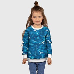 Свитшот детский Морской камуфляж акварелью, цвет: 3D-белый — фото 2