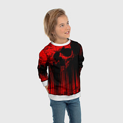 Свитшот детский Красный череп на фоне абстракции, цвет: 3D-белый — фото 2