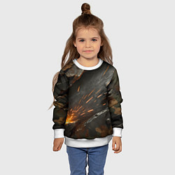 Свитшот детский Искры метала под камуфляжем, цвет: 3D-белый — фото 2